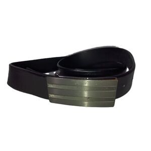 ADIDAS: Men's Synthetic Black Leather Belt Silver Buckle - Approx. 41 Inches